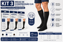 Kit 3 Meias de Compressão Kendall 3/4 Masculina (15–20 mmHg)